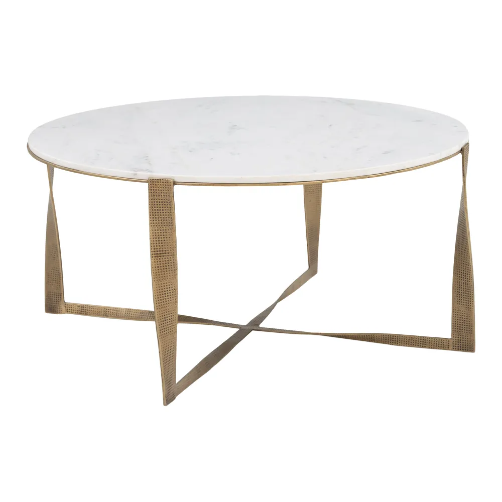 Simba Coffee Table White & Brass