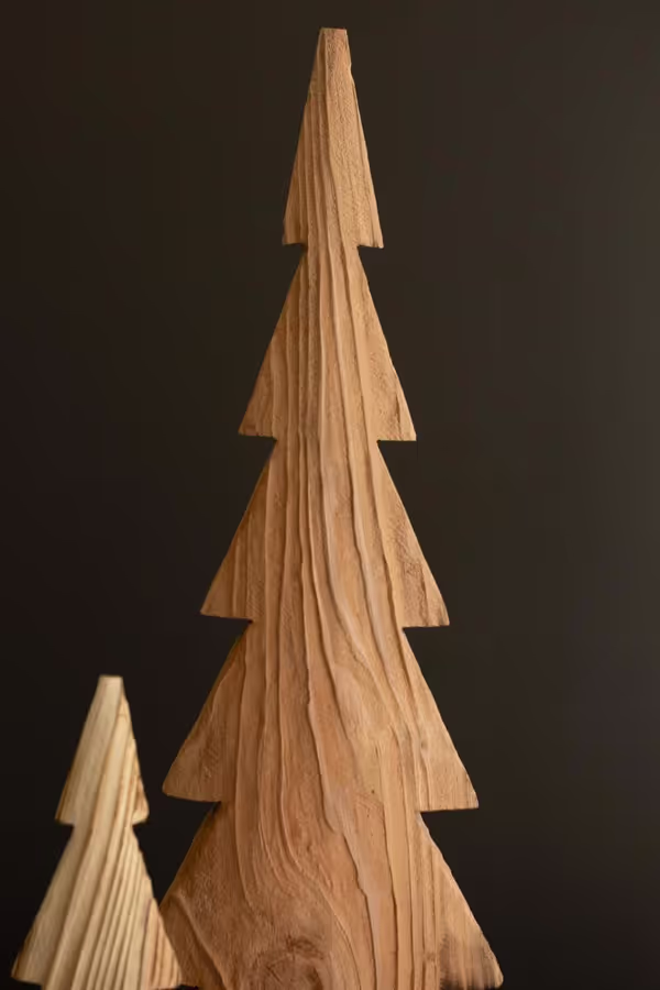 Set of 2 Fir Wood Christmas Trees
