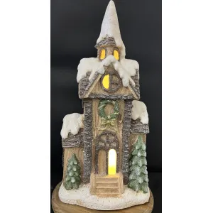 Lighted Winter Resin House 24in 1