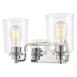 Robins 14'' Wide 2-Light Vanity Light - Polished Chrome with Clear Glass 1