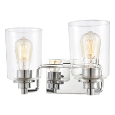 Robins 14″ Wide 2-Light Vanity Light - Polished Chrome with Clear Glass