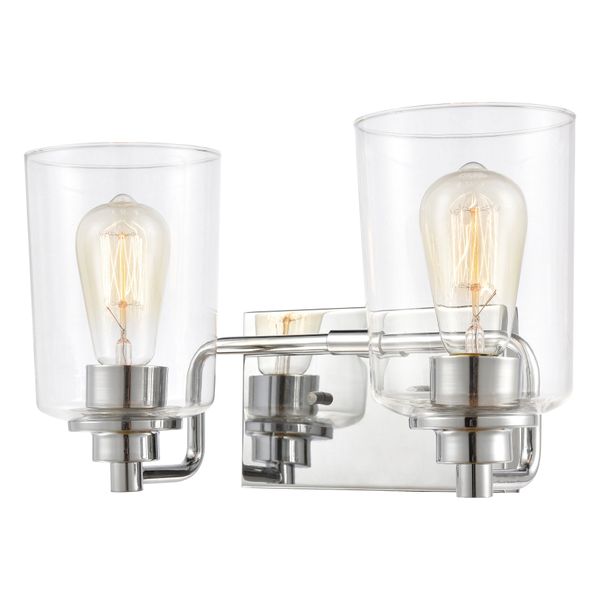 Robins 14'' Wide 2-Light Vanity Light - Polished Chrome with Clear Glass