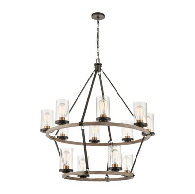 Geringer 36″ Wide 12-Light Chandelier - Charcoal
