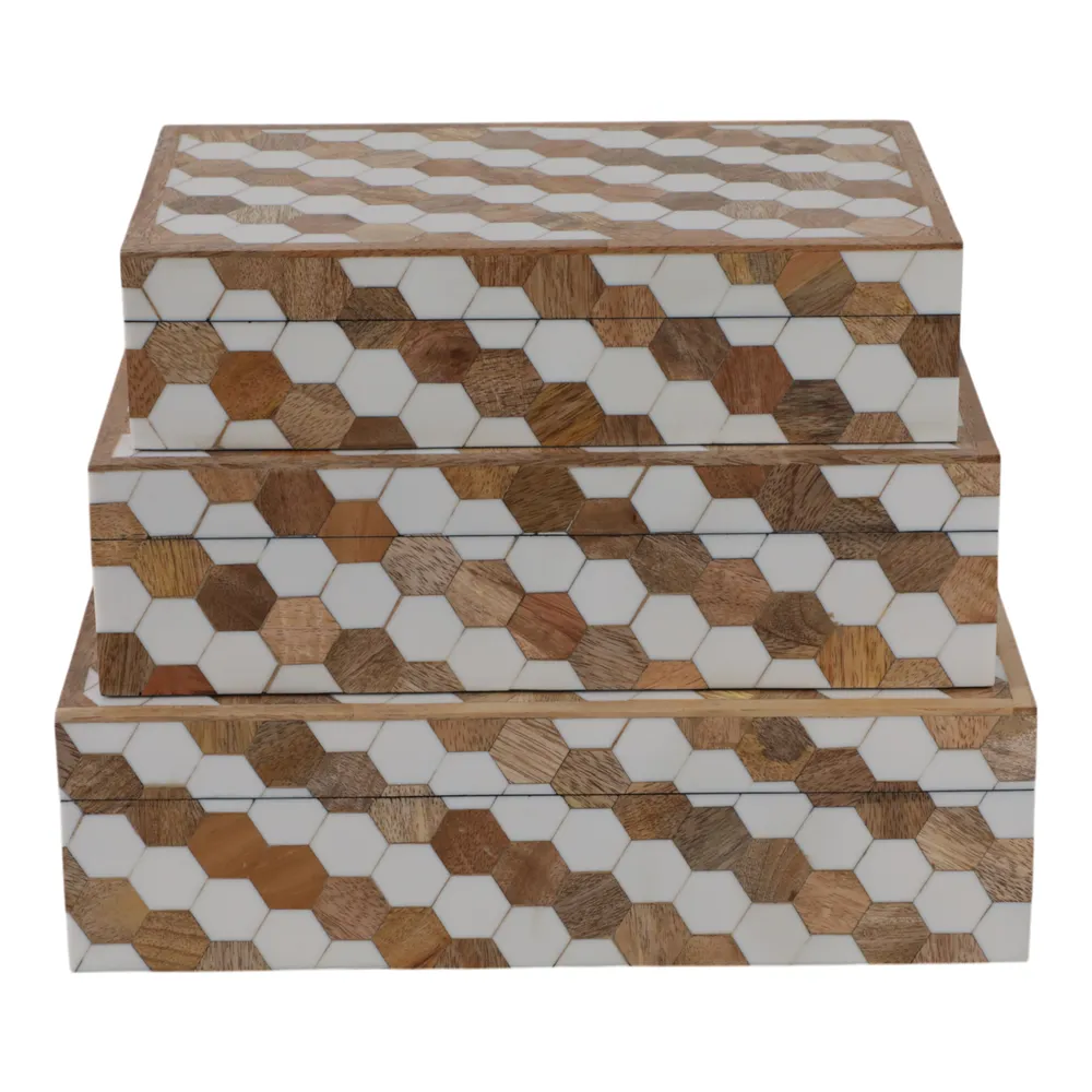 GALTONOAK SET OF 3 BROWN BOXES 4 (IN)