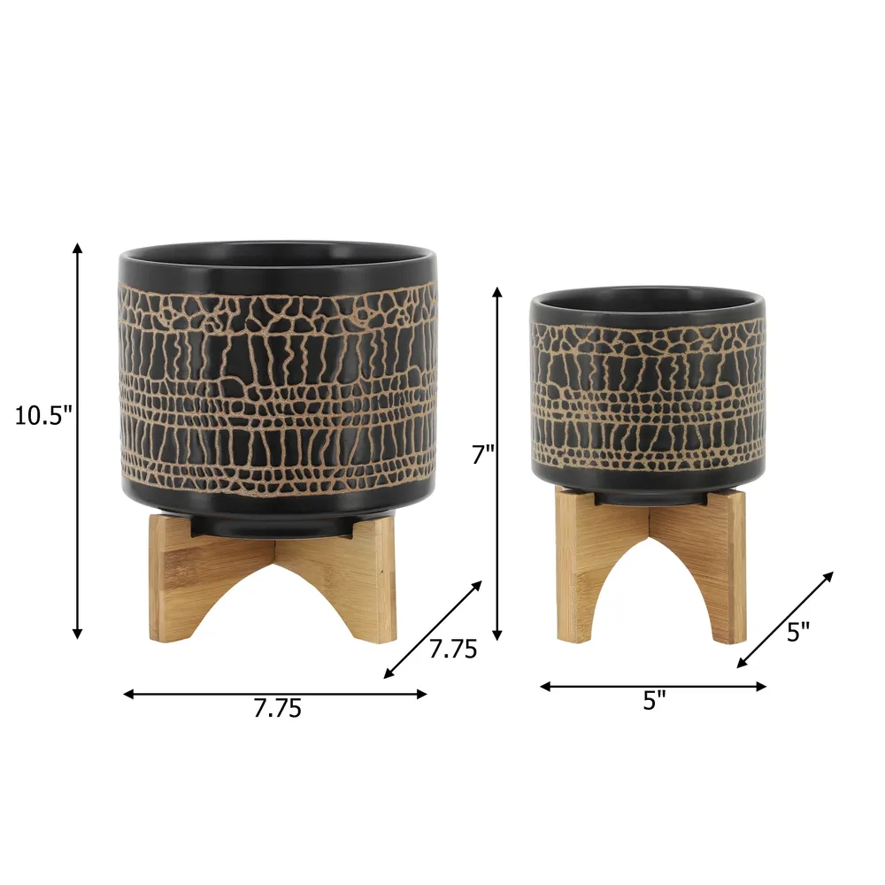 LANDONVIEW SET OF 2 BLACK PLANTER 11 (IN)