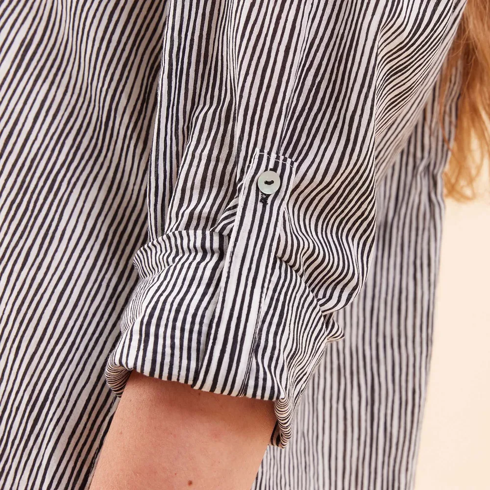 Suri Black Cotton Button Down Beach Tunic