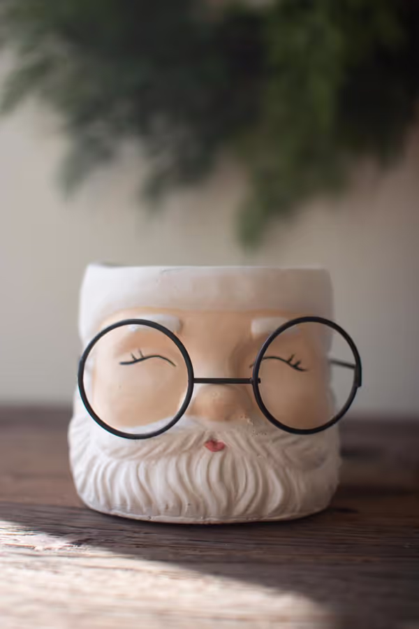 Set of 2 Concrete Santa Planters