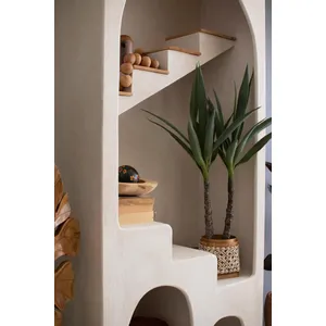 Textured Arched Shelving Unit with Stairs Detail 5