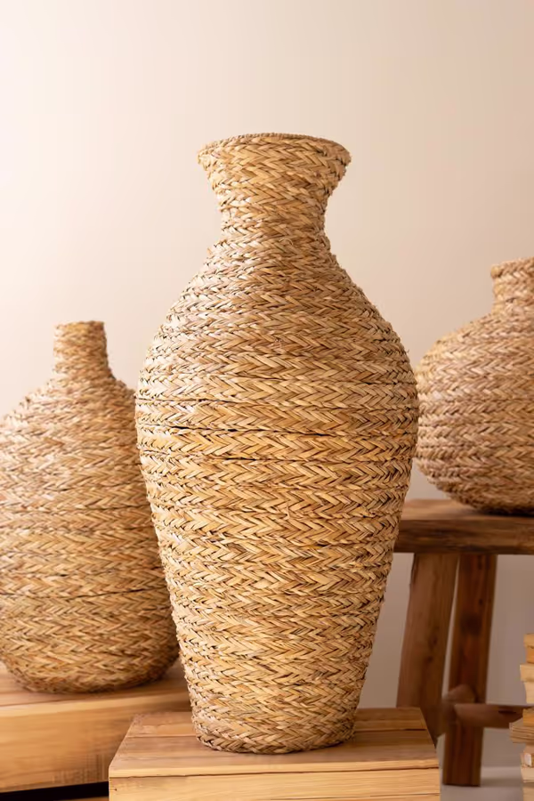 Set of 3 Natural Seagrass Vessels