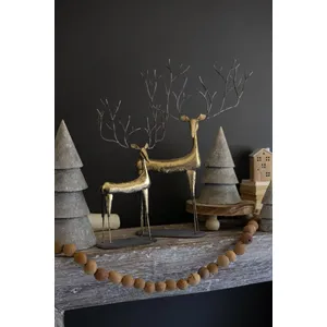 Set of 2 Antique Gold Metal Christmas Deer 1