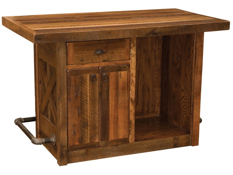 Barnwood 5-foot Bar - Artisan Top - Refrigerator Opening on Right 3