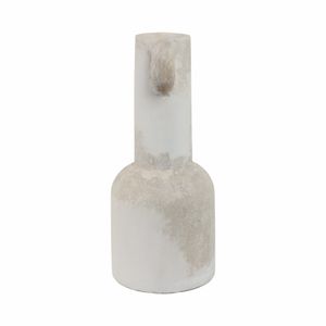19" ASYMMETRICAL EARED TERRACOTTA VASE, WHITE 4