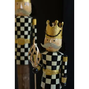 Set of 2 Painted Metal and Wood Checkerboard Nutcrackers 3