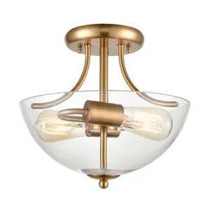 Astoria 15'' Wide 2-Light Semi Flush Mount - Satin Gold 1