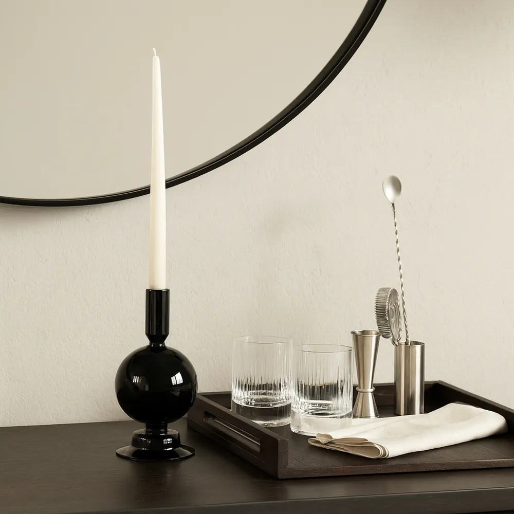 SKYLERCLIFF BLACK CANDLE HOLDER 7 (IN)