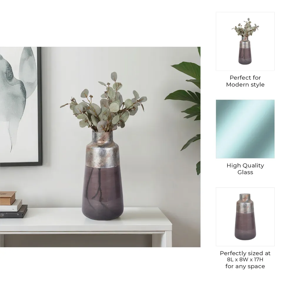 ORIONPARK GRAY GLASS VASE 17 (IN)