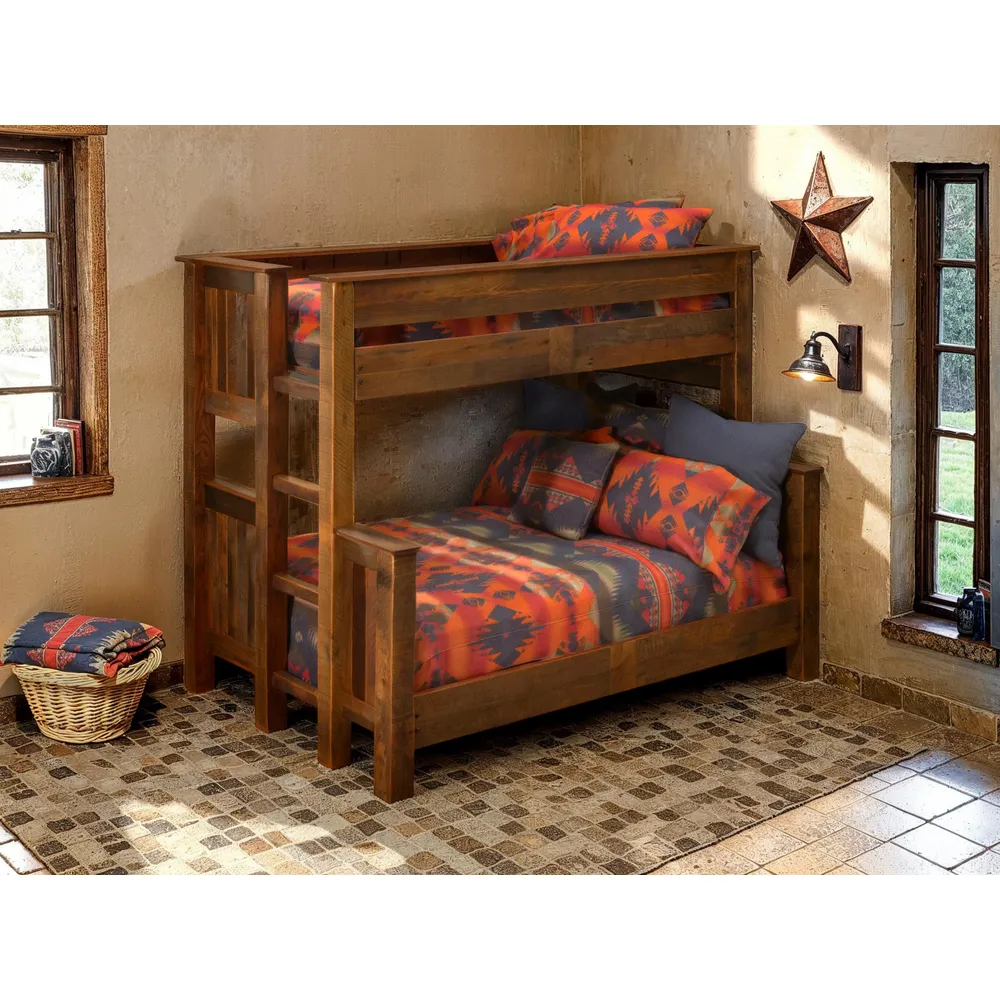 Barnwood Bunk Bed - Single/Single - Ladder Right