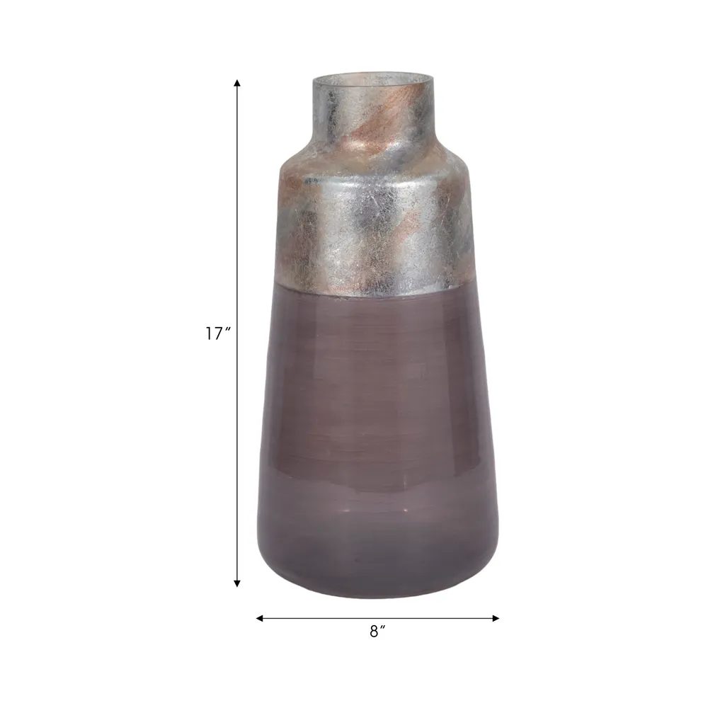 ORIONPARK GRAY GLASS VASE 17 (IN)