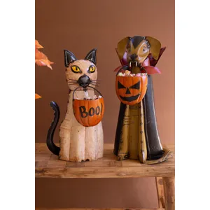 Set of 2 Recycled Metal Halloween Cat and Dog 2