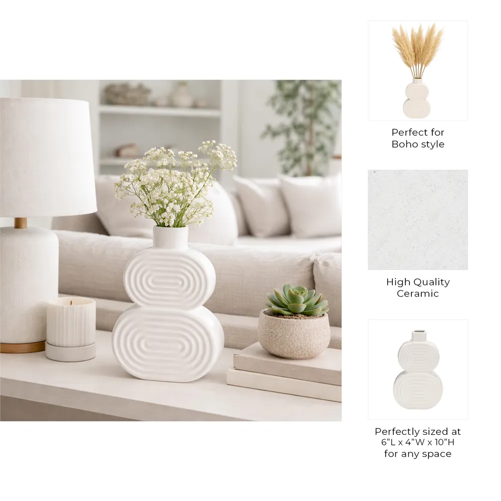 LEONAGATE WHITE VASE 10 (IN)