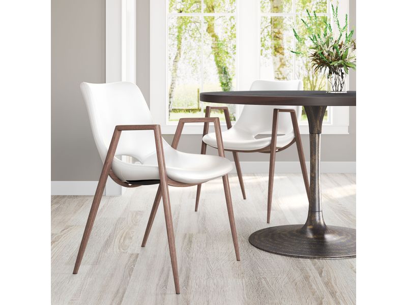 Desi Dining Chair White & Walnut 2