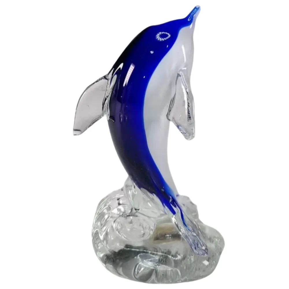 5-3/4" GLASS DOLPHIN ON WAVE 380g