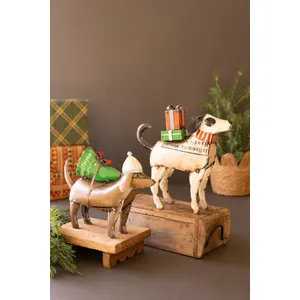 Set of 2 Recycled Metal Christmas Dogs 1