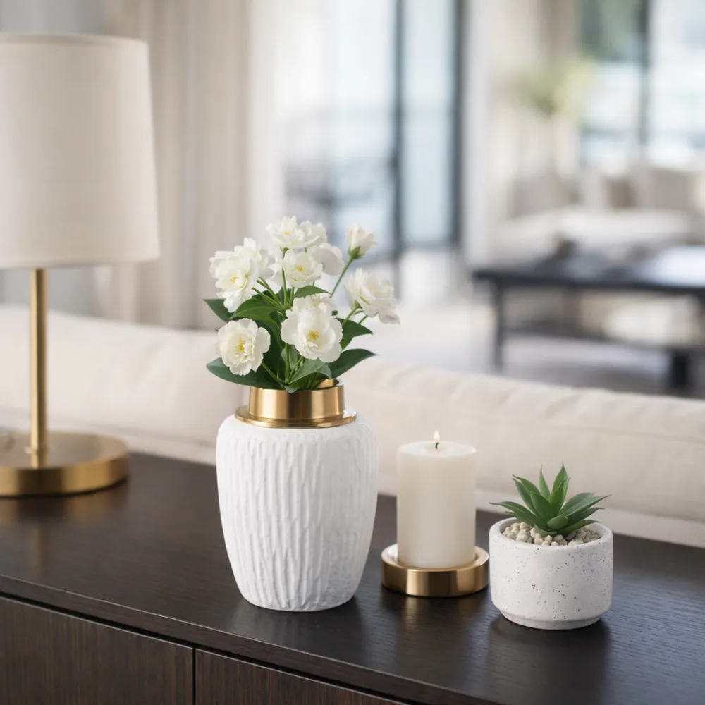 ADLERCREST WHITE VASE 8 (IN)
