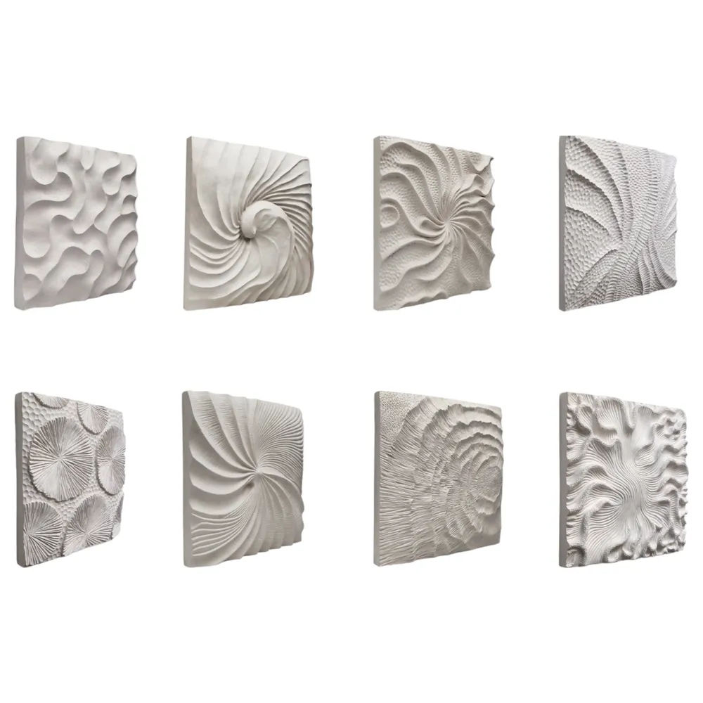 DENVERTON SET OF 8 WHITE WALL SCULPTURES 14 (IN)