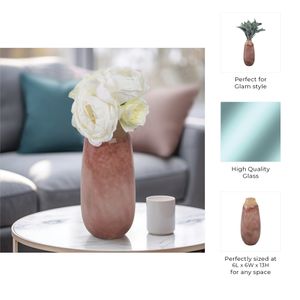 CLYDE PINK GLASS VASE 13 (IN) 10