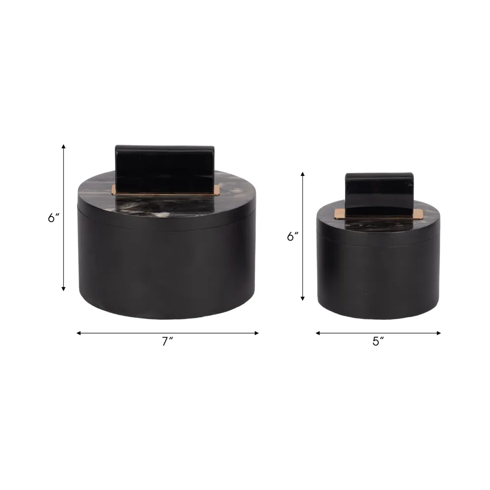 ELROYSIDE SET OF 2 BLACK BOXES 6 (IN)