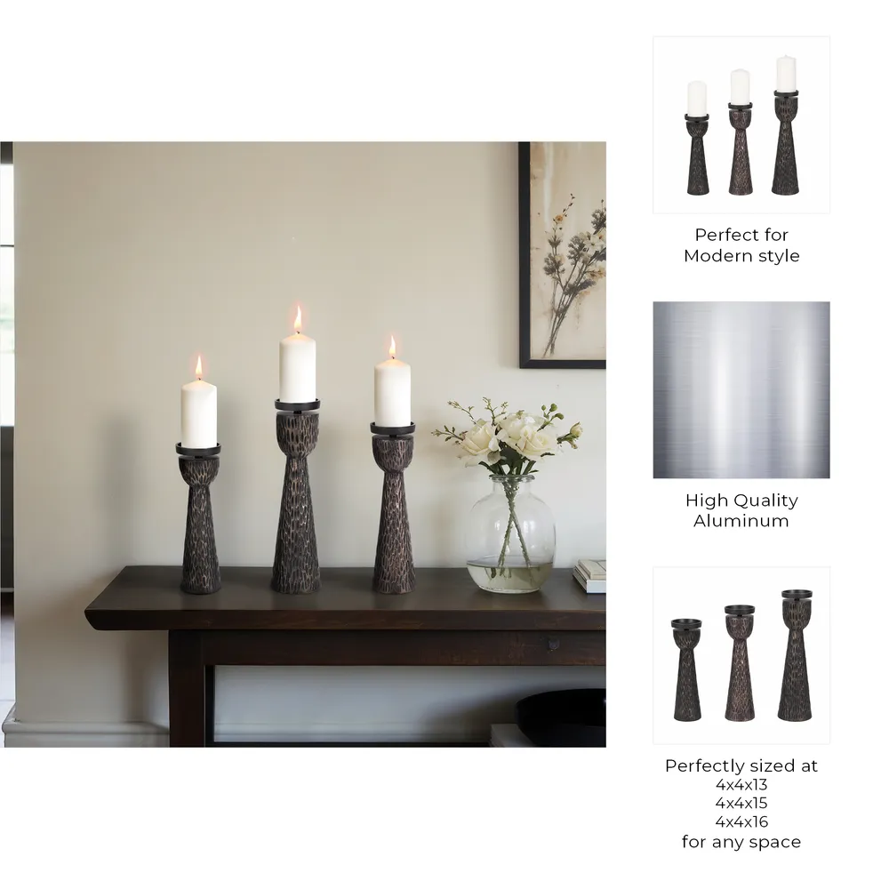 GARNERFORD SET OF 3 BLACK CANDLE HOLDER 16 (IN)
