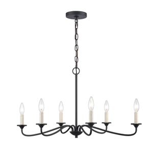 Oval 30'' Wide 6-Light Chandelier - Matte Black 1