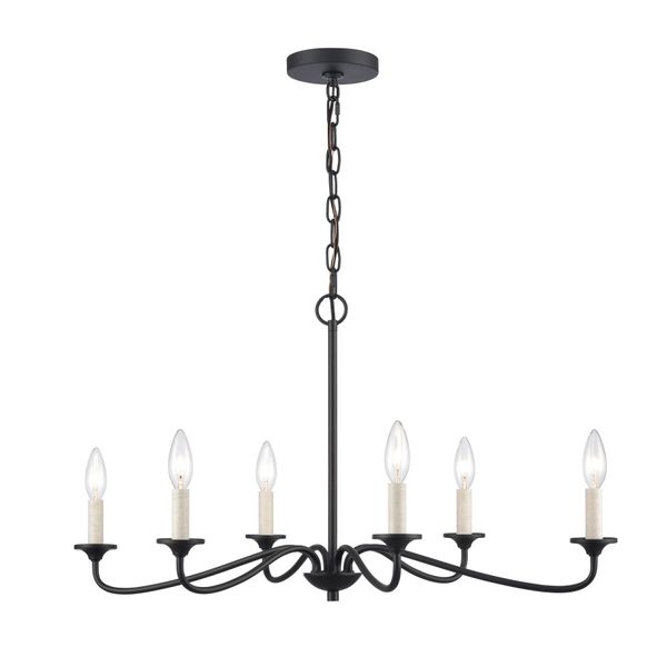 Oval 30'' Wide 6-Light Chandelier - Matte Black