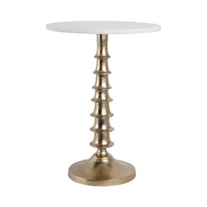 22X16" LAYERED LILYPAD ACCENT TABLE, WHITE/GOLD 5