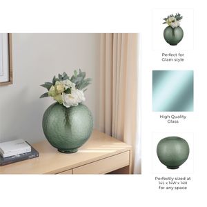 GROVERSTONE GREEN GLASS VASE 14 (IN) 10