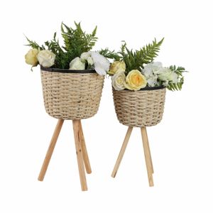HALSEYBURN SET OF 2 WHITE PLANTER 23 (IN) 3