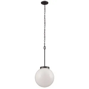 Beckett 12'' Wide 1-Light Mini Pendant - Oil Rubbed Bronze with White Glass 1