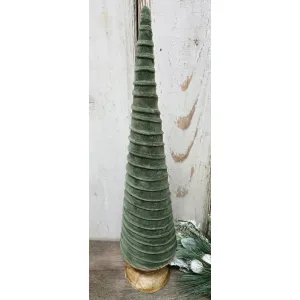 Med Green Velvet Cone Tree 12.5x4.5x4.5in 1