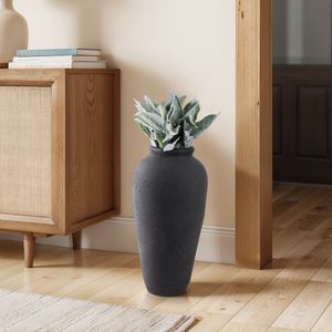 18X9" TERRACOTTA FLOOR VASE, BLACK 2