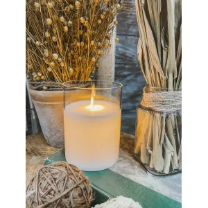 Clear Glass Cylinder Moving Flame LED Candle 3x4in 2