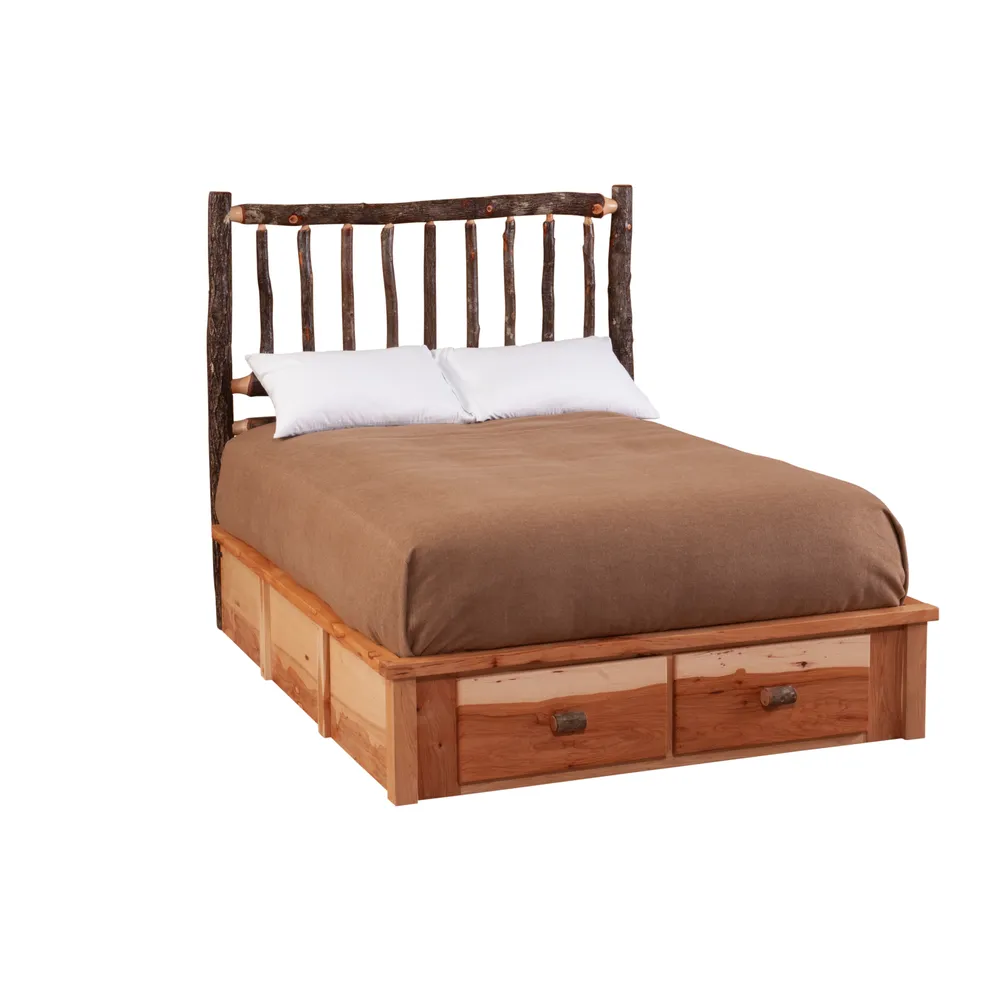 Hickory Log Footboard Dresser for Platform Bed - Three Drawer - King - Slate