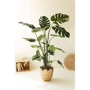 Artificial Monstera Plant in a Black Plastic Pot 5