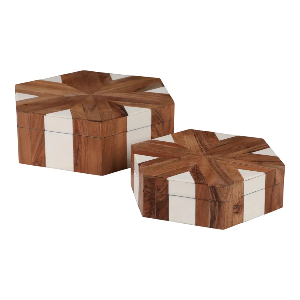 DEWEYCROSS SET OF 2 WHITE BOXES 4 (IN)