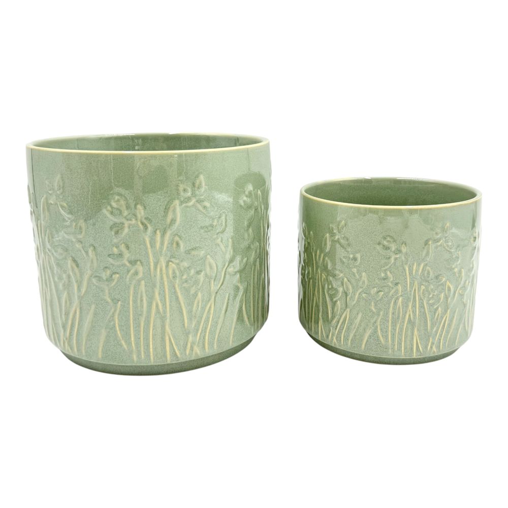 DANEBY SET OF 2 GREEN PLANTER 7 (IN)