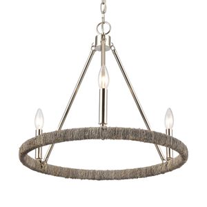 Abaca 20'' Wide 3-Light Chandelier - Polished Nickel 5