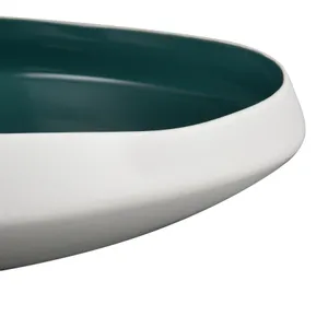 Greer Bowl - Low White and Turquoise Glazed 5