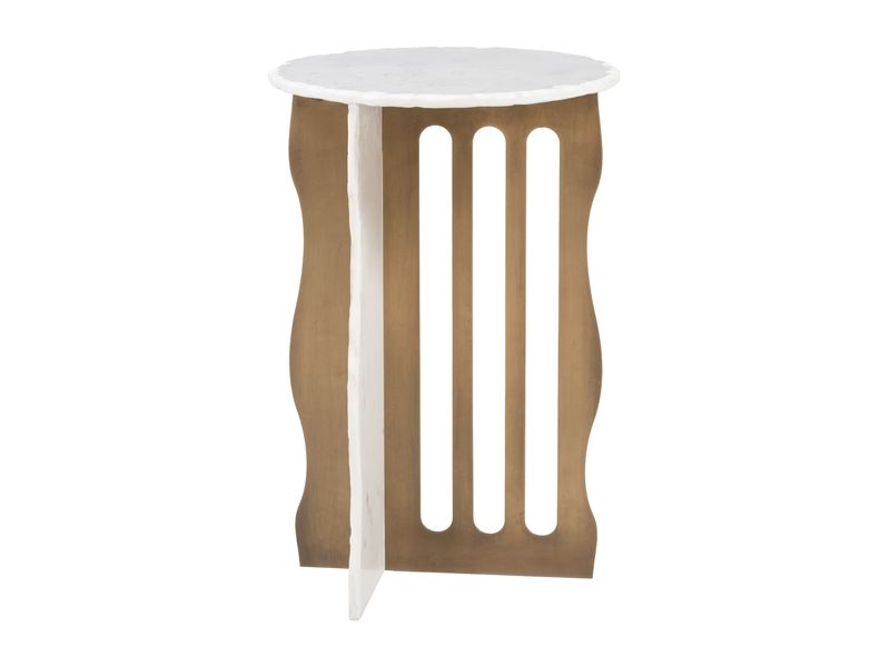 Rubo Accent Table White & Brass 4