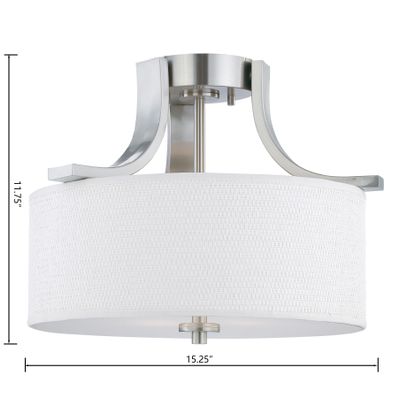 Pendenza 15.25'' Wide 2-Light Semi Flush Mount - Brushed Nickel
