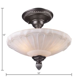 Restoration 12'' Wide 3-Light Semi Flush Mount - Dark Silver 2